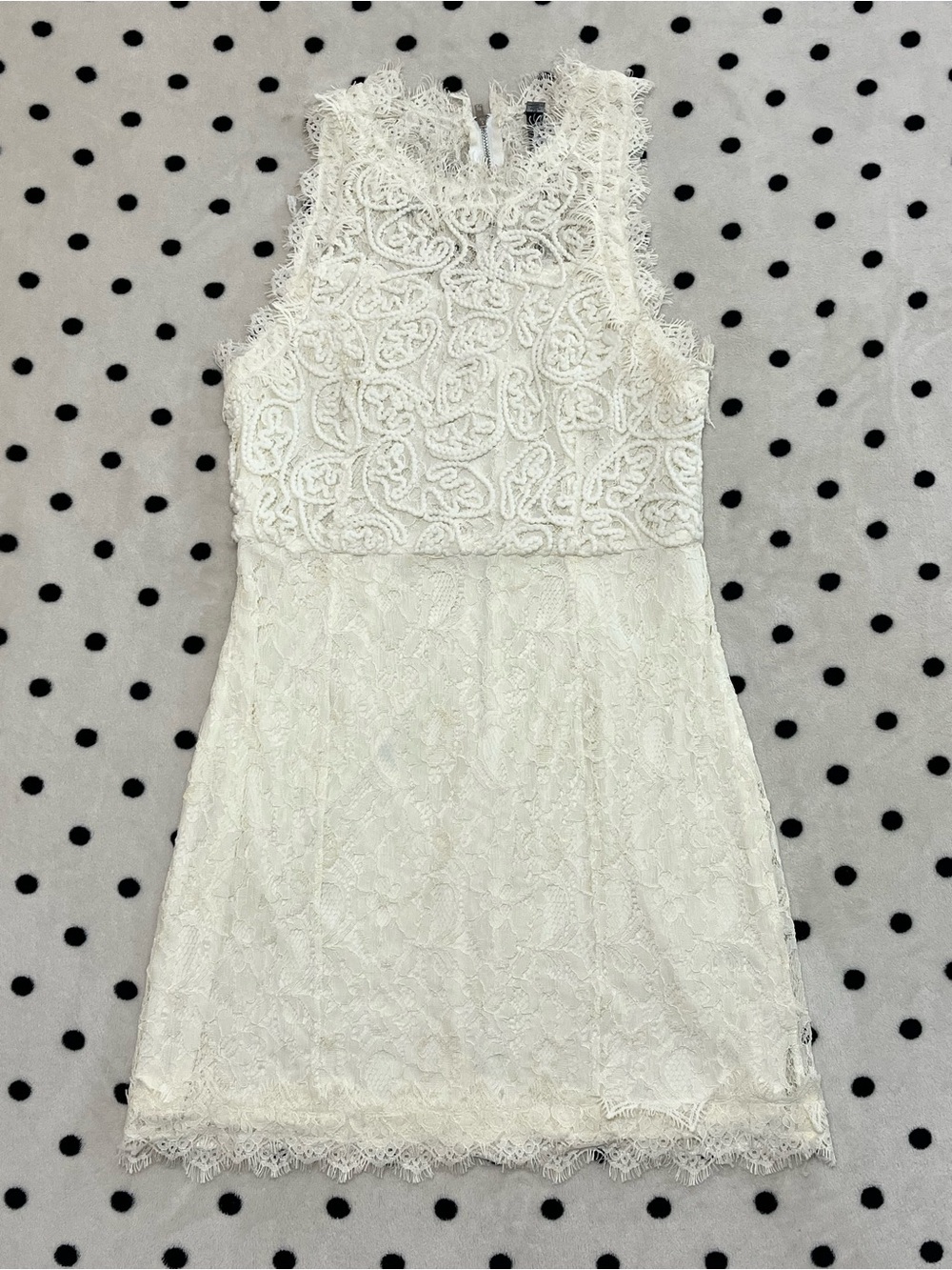 Design Lab Off White Lace Sleeveless Mini Dress Size L